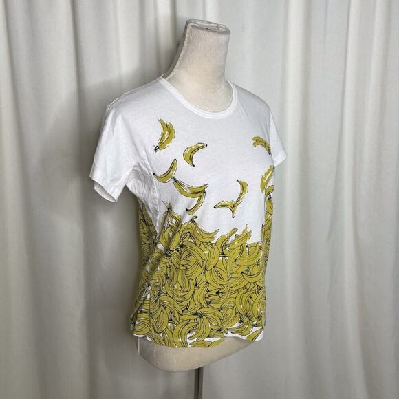 See by Chloe Banana Graphic Print T-Shirt White Yellow Women's 6 Vintage Y2K - Picture 15 of 15